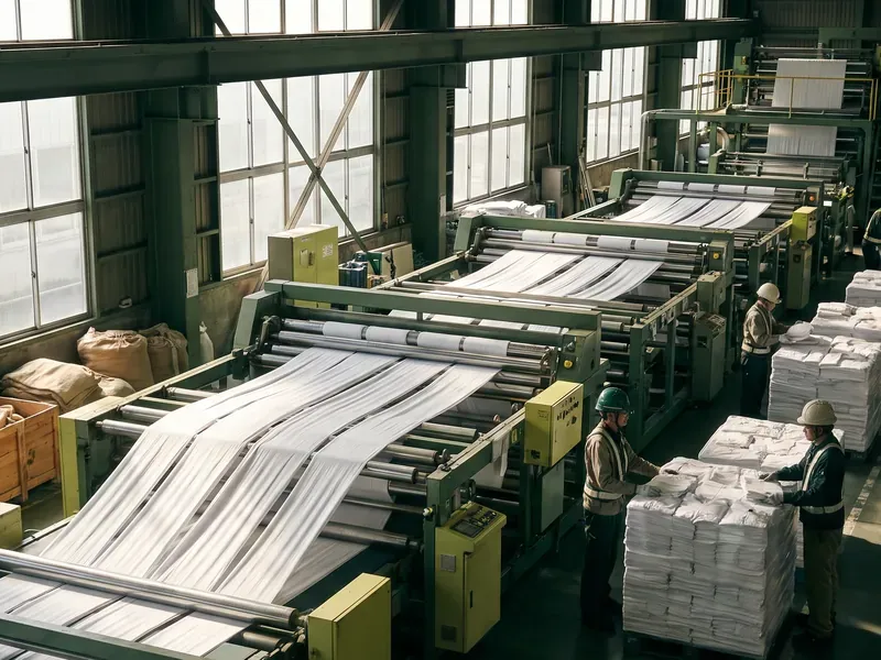 Hotel linen being finished and packed for dispatch